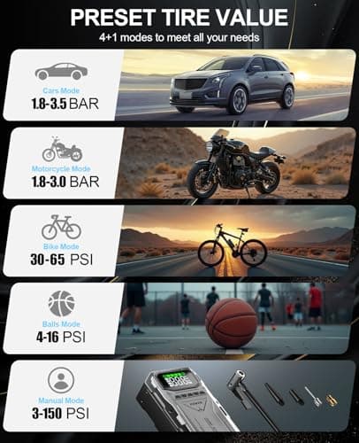 Jump Starter with Air Compressor, 4000A Portable Car Battery Charger Jump Box, 150PSI Tire Inflator and Battery Jumper Pack for 12V Vehicle, Jumper Starter Power Booster, Roadside Emergency Kit - Thumbnail 4