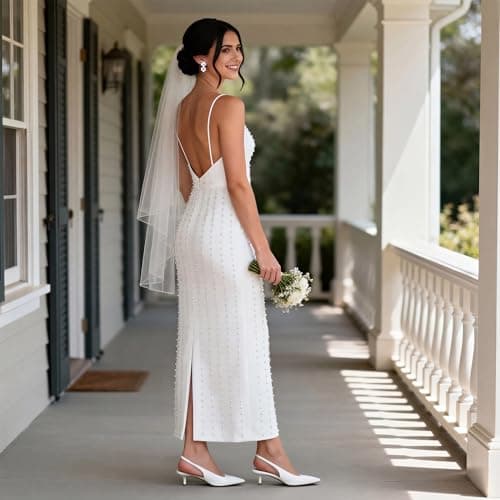 DREAM PAIRS Women's Kitten Heels Slingback Low Closed Toe Comfortable Pumps Pointed Toe Wedding Party Elegant Dress Shoes,Size 7.5,White,SDPU25093W - Thumbnail 2