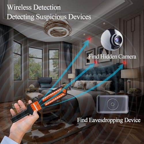 CHIRSMIP Hidden Camera Detector, Camera Finder, RF Bug Detector, Magnetic Tracker Finder, Multi-Function Bug Sweeper for Listening Devices, Hotels, Cars, Offices, Bathrooms and Travel - Thumbnail 2