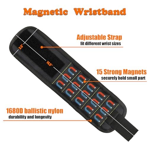 PAIGOIN Magnetic Wristband for Tools,Screws,Nails,Screwdriver and Drill Bit,with Powerful Magnets Screw Holder, for Dad Husband Men Grandpa Boyfriend from Daughter Son Wife - Thumbnail 5