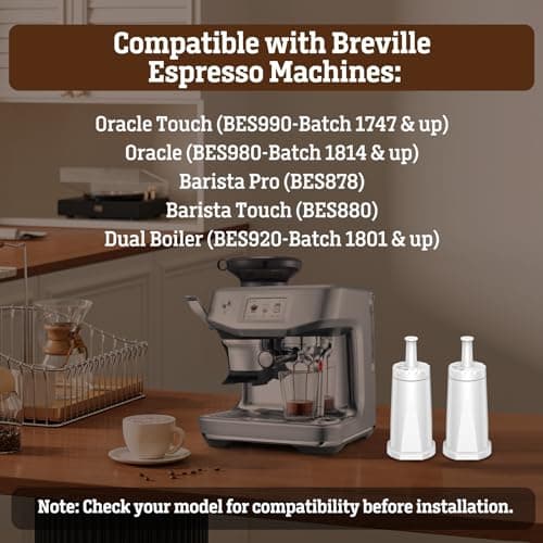 6 Pack Water Filters Replacement for Breville Espresso Machines - Compatible with Barista Touch BES880, Barista Pro BES878, Oracle Touch BES990, Dual Boiler BES920, Bambino & ClaroSwiss - Thumbnail 3