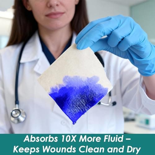 Calcium Alginate Wound Dressing Pads,Multi-Size First aid kit,[10 Individual Pack], High Absorbency Dressing for Wounds Care - Thumbnail 3