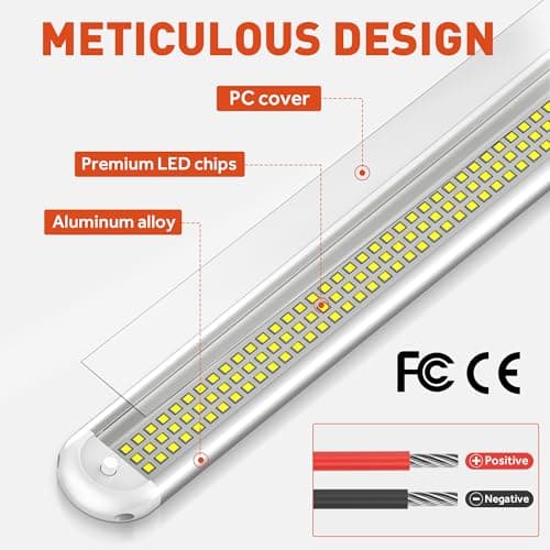12V LED Interior Light Bar, 120LEDs 28W Led Strip Lights with ON/Off Switch, for Enclosed Cargo Trailer Car RV Van Truck Lorry Camper Boat Caravan Motorhome (4 Pack) - Thumbnail 3