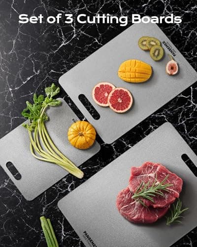 Titanium Cutting Boards for Kitchen, Set of 3 Food Grade 100% Pure Titanium Double-Sided Chopping Boards, Non-Toxic, Dishwasher Safe, Easy to Clean – 10", 12", 16" - Thumbnail 5