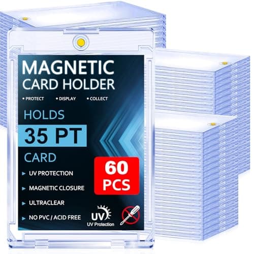 60 ct Magnetic Card Holders 35pt, One Touch Hard Plastic Case with U-V Protection & Waterproof - Premium Fit for MTG, Baseball, Football, Sports Card Display