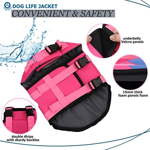 Fragralley Dog Life Jacket Shark, Dog Life Vest Adjustable Ripstop, Puppy Swimming Safety Vest with Superior Buoyancy & Rescue Handle for Small Medium Large Dogs, Swim, Pool, Beach, Boating - Thumbnail 5