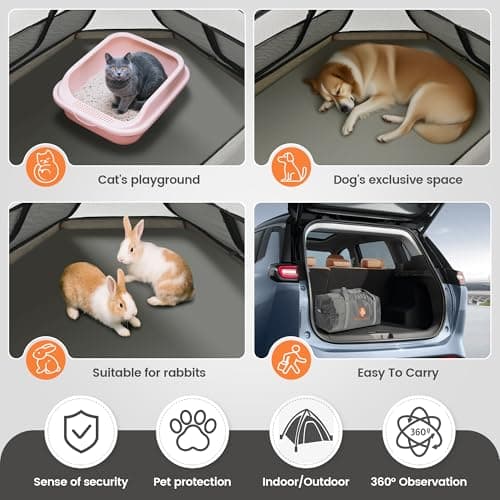 AIPULIDUO Portable Cat Tent, Removable Pet Playpen for Indoor and Outdoor Use of Puppy and Kitten Play Enclosure Houses - Thumbnail 4