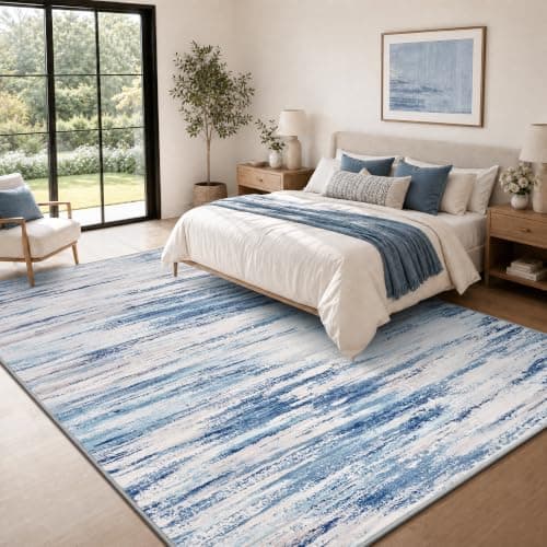 tchdio 5x7 Area Rugs for Living Room, Machine Washable Rug Modern Abstract Area Rug, Non Slip Rugs for Bedroom Rug, Soft Indoor Carpet for Living Room Office Dorm, Blue - Thumbnail 4