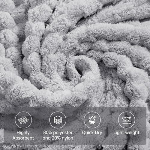 NALIVO Extra Large Bath Towel Sheet-40x80 Inches Oversized,Super Soft,Quick Dry,Microfiber Shower Towels Highly Absorbent,Plush Bathroom Towels for Adults, Premium Quality (Gary, 2PCS) - Thumbnail 4