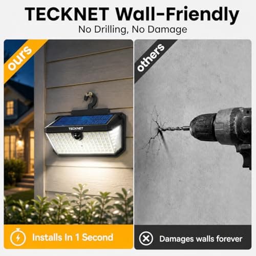 TECKNET 546 LED Motion Sensor Outdoor Lights with Remote Control Hook 2Pack - Thumbnail 6