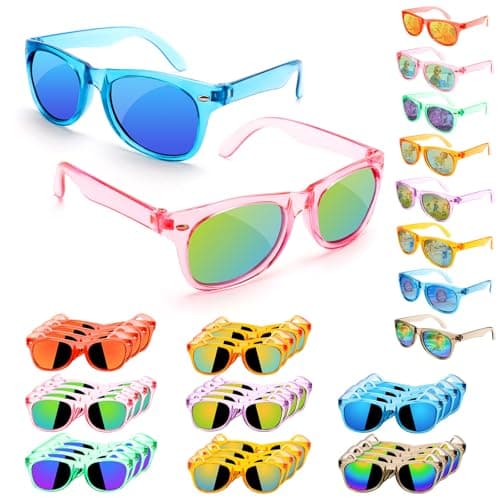 Resuar Party Favors Kids Sunglasses Bulk - Boys Girls Birthday Goodie Bags for Children Age 3-8, UV 400 Protection Neon Sunglasses Great Gifts Goody Bag Stuffers for Kids Party (32 Pack) - Image 1