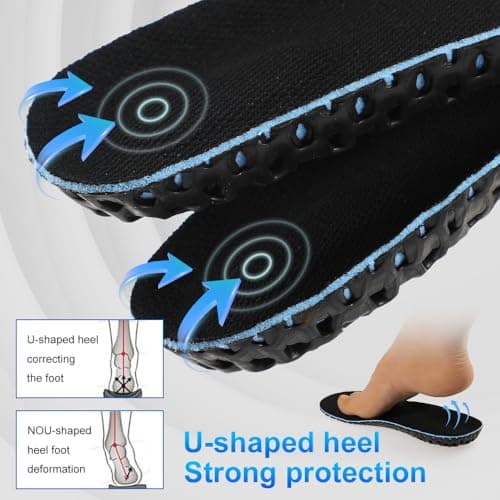 XINIFOOT 3 Pairs Elastic Shock Absorbing Shoe Insoles Breathable Honeycomb Sneaker Inserts Sports Shoe Insole Replacement Insoles for Women (Black) - Thumbnail 3