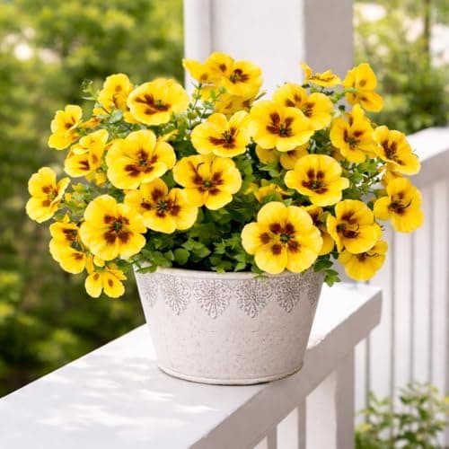 ENXWEI Artificial Flowers for Outdoors, 8 Bundles Faux Silk Spring Flowers for Outside for Planter Front Door Porch Yard Patio Window Box Home Decor (Colour 067-yellow) - Image 1