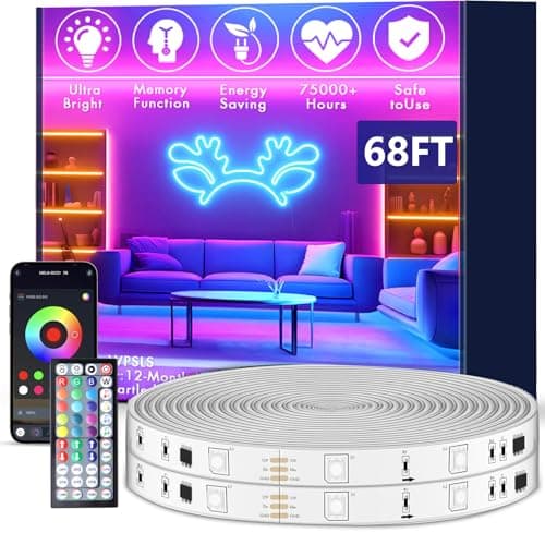 roperry 68FT Outdoor LED Strip Lights,IP68 RGB LED Lights with Remote and APP Control, Outdoor Strip Lights for Pool, Balcony, Roof, Garden, Stairs (1 Roll)