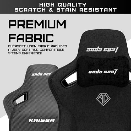 Anda Seat Kaiser 3 Large Gaming Chair for Adults - Ergonomic Black Fabric Gaming Seat with Lumbar Support, Comfortable Office Chairs with Neck Support - Heavy Duty Wide Computer Seat - Thumbnail 6