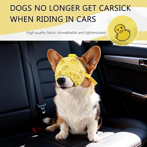 NACOCO Dog Calming Cap Eye Mask Ducks Nylon Shading Pet Anxiety Mask Muzzle for Grooming Anti Car Sickness (Yellow, S) - Thumbnail 3