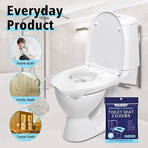 SFOPORD XL 100PCS Toilet Seat Covers Disposable - Flushable Paper Toilet Seat Cover is Travel Accessories, Travel Essentials for Public Restrooms, Airplane, Campin - Thumbnail 6