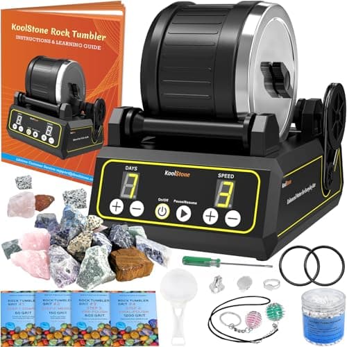 KoolStone C1 Rock Tumbler Kit - Professional Large 2.5LB Capacity, Up to 5X More Noise Cancelling, Adjustable Timer & Speed with Full Accessories & Memory Function - Image 1