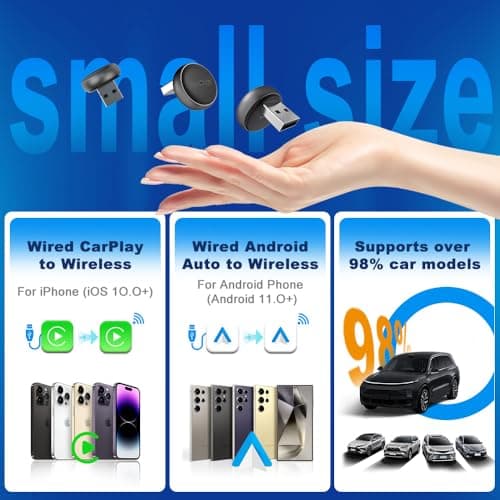 Carlinkit Wireless CarPlay & Android Auto Adapter - Mini Ultra 3 Convert OEM Wired to Wireless Dongle for iPhone & Android 11+, USB-A/Type-C Plug & Play, Fast Connection, Online Upgrade - Thumbnail 5