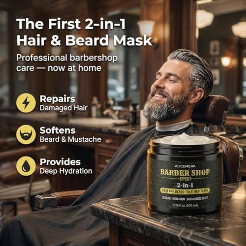 Alicemera Beard Softener for Men – 2 in 1 Beard Conditioner & Hair Mask for Men with Keratin & Hyaluronic Acid – Sandalwood Scent – 6.7 oz, 1 pack - Thumbnail 3