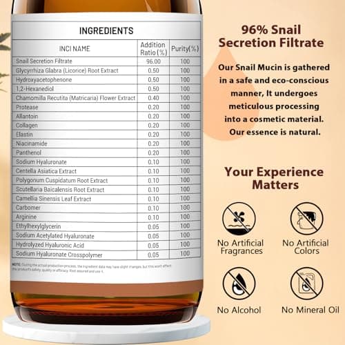 ABOTE Snail Mucin Face Serum 120ml with Pure 96% Snail Secretion Filtrate, Deep Hydration, Refreshing Skincare for All Skin Types (4.06 fl.oz) Travel Pack Size - Thumbnail 2