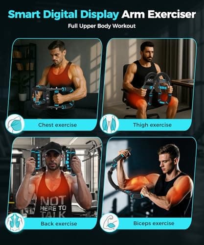 Twister Arm Trainer & Chest Workout Equipment with Digital Display - Auto Reps & Calorie Estimator, 40-120 lbs Home Gym Chest Exerciser for Men, Blue Pro - Thumbnail 5