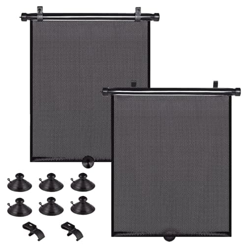PLTCAT 2 Pack Car Sun Shade Side Window for Baby, Roller Vehicle Shades Sun Protection Shade for Car Side Window (Standard-16''x18'')