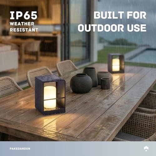 PAKEDANDUN Solar Lanterns Outdoor Waterproof IP65, LED Outdoor Floor Lamp, Solar Table Lamp with Remote Control, Smart Dusk to Dawn Modern Floor Lamps for Table Patio Porch Gardern Yard Deck E26 Bulb - Thumbnail 4