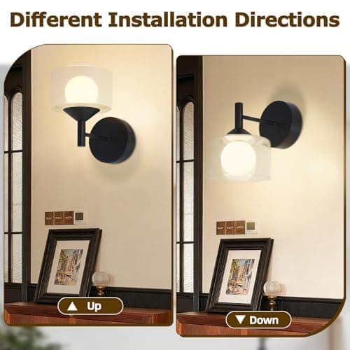 TYhogar Classy Wall Sconces Set of Two,Elegant Bedroom Wall Lights with Clear Glass,Black Sconces Wall Decor Set of 2 Hardwired Hallway Light Led Wall Sconces for Bathroom,Living Room,Indoor - Thumbnail 4
