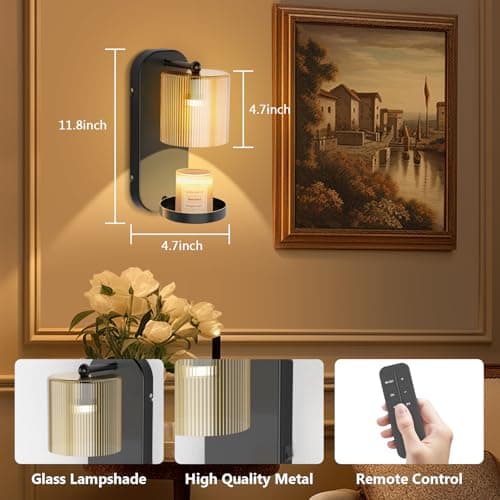 seenlast Wall Mounted Candle Warmer Lamp with Remote Control, Timer & Dimmer, Flameless Wax Melt Warmer for Jar Candles, Metal Wall Sconce for Home Fragrance & Decorative Lighting - Thumbnail 5