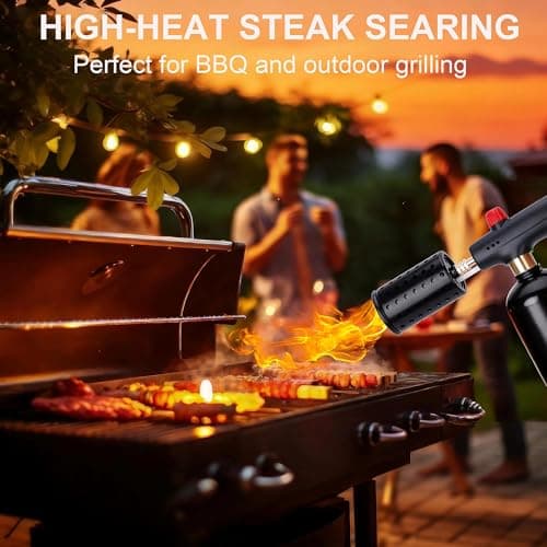 Seiyeje Powerful Propane Torch Gun, 3272°F Flame Thrower with Adjustable Flame & Safety Lock, One-Touch Ignition Kitchen Torch for BBQ, Searing Steak & Camping (Tank Not Included) - Thumbnail 5