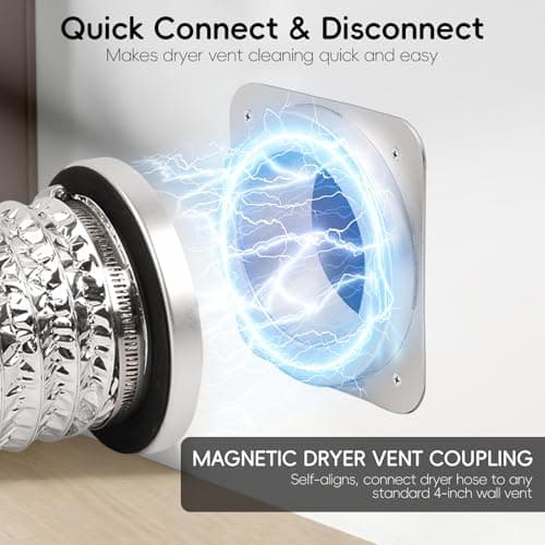 FIRRAX Magnetic Dryer Vent Coupling DV180 Dryer Vent Connector Kit with Self-Aligning Magnets, Airtight Seal Easy to Clean 3.2ft 4-Inch Flexible Hose for Laundry Nook & Rental Home - Thumbnail 2