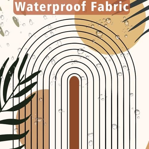 LYLYCTY Boho Shower Curtains for Bathroom,Orange Bohemian Mid Century Leaf Sun Modern Waterproof Fabric Bathroom Decor Curtain 72x72 Inches - Thumbnail 3