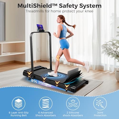 Walking Pad with Incline, 2.5HP Walking Pad Treadmill, 3 in 1 Portable Under Desk Treadmills for Home Small Space, Foldable Folding Home Treadmill with Remote Control, 350LBS Capacity - Thumbnail 6