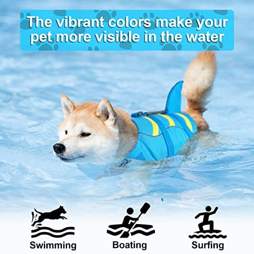 Fragralley Shark Dog Life Jacket, Adjustable Dog Life Vest with Shark Fin, Suit for Small Medium Large Dog Life Vest for Swimming and Boating - Thumbnail 6