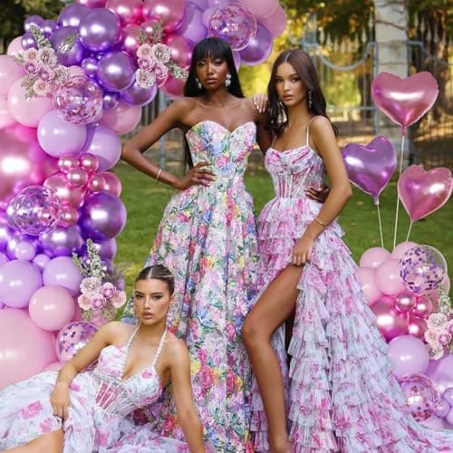 NUTTYBASH Pink Purple Balloon Garland Arch Kit,126Pcs Metallic Purple Rose Red Confetti Balloons with Heart Foil Balloon for Women Birthday Bridal Baby Shower Wedding Party Decoration - Thumbnail 3