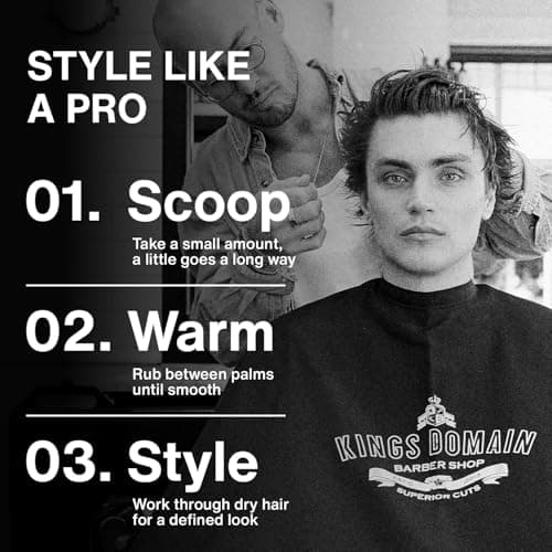 Kings Domain Melbourne Matte Balm | Ultra Matte Hair Paste for Men | Medium Hold Styling Balm | Smooth Frizz-Free Control | 3oz Salon Quality - Thumbnail 5