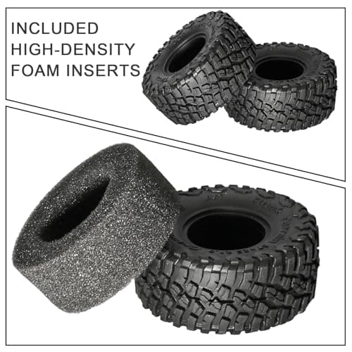 RcThjia 1.0 Tires All Terrain Super Soft Sticky Tires for RC Crawler for Traxxas 1/18 TRX4M Ford Bronco 97054-1 1/24 Axial SCX24 FMS FCX24 RC Crawlers High Grip Off-Road Tire Set Upgrade (4Pcs/Set) - Thumbnail 5