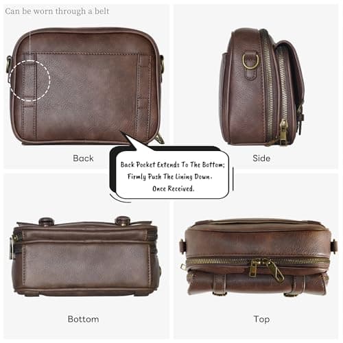 buyborgood Women‘s Anti Theft RFID Blocking Small Vegan Leather Crossbody Bag Travel Purse With Built In Wallet Messenger Bag, Vintage Dark Brown - Thumbnail 3