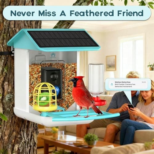 BROAIMX Bird Feeder with Camera- Free AI Forever for 1,1000+ Species Identification, 2K HD & Full Color Night Vision, Solar Powered Wireless Outdoor, Includes 64GB TF Card, Two-Way Audio, App Alerts - Thumbnail 5