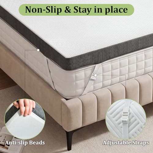 3 Inch Queen Size Firm Mattress Topper, High Density Foam Mattress Pad - Thumbnail 4