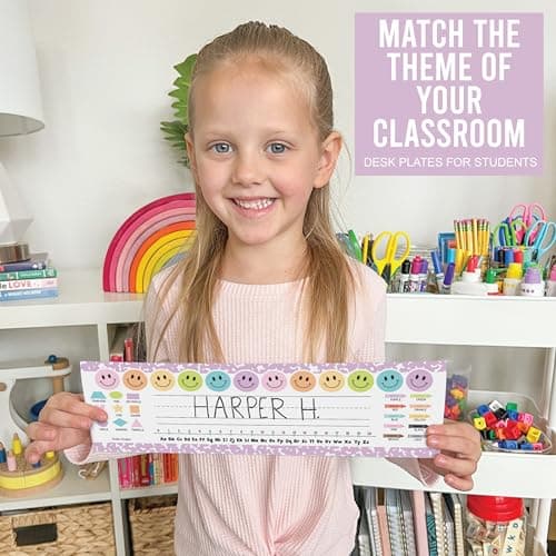 Hadley Designs Desk Name Tags for Classroom –36 Student Name Tags for Desks, 14.5x4.5 Name Plates for Classroom Decor, Teacher Supplies Pastel Nametags, 1st-3rd Grade Kindergarten Preschool Must Haves - Thumbnail 5