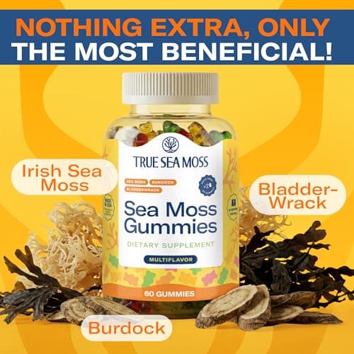 TrueSeaMoss Irish Sea Moss Gummies with Burdock Root & Bladderwrack – Formula for Adults & Kids – 60 Gummies (Packaging May Vary) - Thumbnail 5