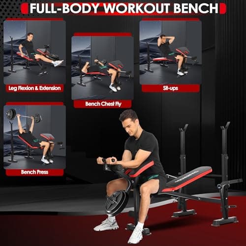 OPPSDECOR 900LBS All in One Weight Bench Set with Squat Rack Adjustable Workout Bench with Leg Developer Preacher Curl Rack Fitness Strength Training Bench for Home Gym - Thumbnail 5