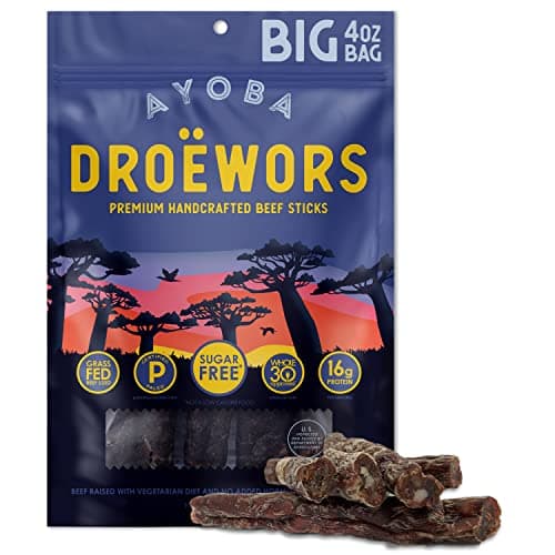 Ayoba Traditional Droewors Grass Fed Beef Paleo Sticks (4 Ounce, Pack of 1) - Keto Friendly, Air-Dried Beef Protein Snacks - Low Carb, Gluten Free, Nitrate Free, No Sugar, Meat Snacks - Image 1