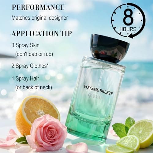 QAWAFI Voyage Breeze Unisex Eau de Parfum Spray, Fresh Citrus Mint and Juicy Fruit, Clean Skin Musk, Long Lasting Summer Spring Perfume Cologne, 50ml &1.7fl oz - Thumbnail 3