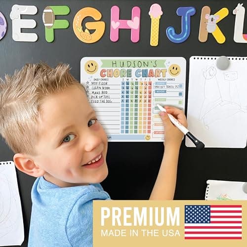 Hadley Designs Magnetic Chore Chart for Kids – Reward Chart for Kids, Dry Erase Responsibility Board for Children at Home, Fridge Behavior Tracker for Daily & Weekly Tasks, Green Toddler Chore Board - Thumbnail 4