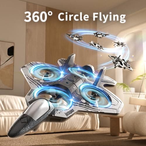 XOS Remote Control Foam Airplane Drone RC Stunt Plane RC Fighter Jet with LED Light, 360° Flip, 9 Functions for Kids Adults Boys Gifts - Thumbnail 2