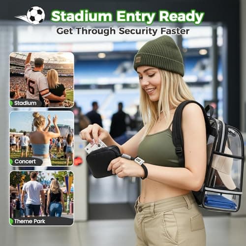 MATEIN CLASSIC TPU Clear Backpack Stadium Approved, Dual-Layer Clear Stadium Bag 12×6×12 with RFID Wristlet Pouch, Thick Transparent Backpack with Insulated Can Sleeves for Game Day Sports Festival - Thumbnail 2
