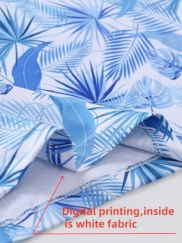 Bnosio Men's Golf Polo Shirts Short Sleeve Moisture Wicking Hawaiian Tropical Polos Performance Golf Shirts Dry Fit Blue Leaf Size S - Thumbnail 6